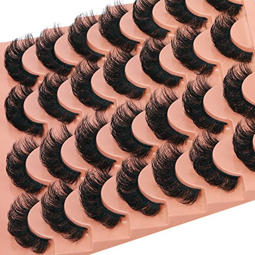 Natural Eyelashes D Curl Russian Strip Lashes 17mm 6D False Eyelashes 14 Pairs Curly Fake Eye Lashes Multipack by TOOCHUNAG