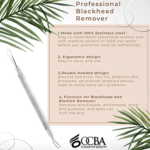 OCBA Blackhead Remover Professional Skincare Spot Treatment Blackhead Remover Tool for Blemish Comedone Whiteheads Pimple Popper with Double Side