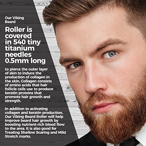 Viking Beard™ Beard Roller | 2x Rollers | 540 0.5MM Titanium Needles | Men, Beard Growth Roller, Beard Roller For Growth For Men, Derma Roller 0.
