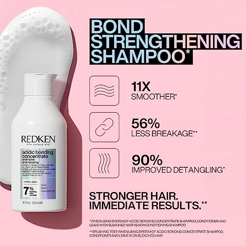 REDKEN Acidic Bonding Concentrate Shampoo, Sulphate Free for a Gentle Cleanse, Strengthens Bonds, Repairs Damage & Protects Colour Treated Hair,