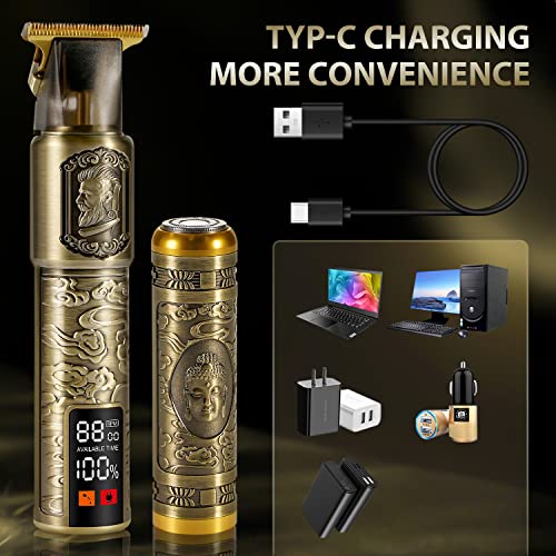 Beard Trimmer Men,Professional Hair Clippers for Men with 1.6" LCD Display,Cordless Rechargeable Hair Trimmer Shaver Set for Barbers and Home,USB