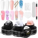 SUPWEE Solid Builder Gel for Nail Extension Gel Kit 3PCS*30g Clear White Nude Non-Stick Hand Nail Sculpture Hard Gel 3D Carving Patterns Decorati