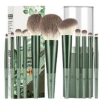 HEYMKGO Makeup Brushes 11pcs Premium Synthetic Bristles Green Color Kabuki Foundation Brush Face Lip Eye Makeup Brush Sets Professional with Gift