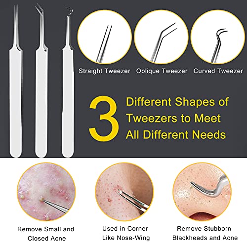 Blackhead Remover Pimple Popping Tool Kit, Boxoyx 10Pcs Professional Pimple Comedone Extractor Popper Tool Acne Removal Kit-Treatment for Pimple,