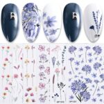 6 Sheets Spring Flower Nail Art Stickers Self-Adhesive Nail Decals Summer Rose Leaves Floral Design Manicure Tips Nail Decoration for Women Girls