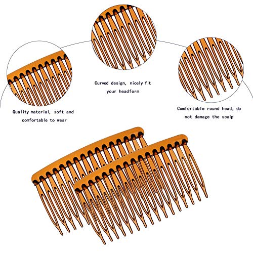DaricowathX 8 Pieces Hair Combs, 8.5 cm Hair Side Comb Set Slides Tortoise Plain Hair Combs Clear Plain Hair Combs Side Combs Hair Combs(Coffee)