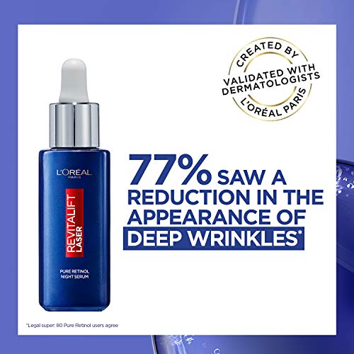 L'Oreal Paris Pure Retinol Serum, Revitalift Laser Deep Anti-Wrinkle Retinol Night Serum For Face [Revitalift Laser Retinol Serum 30ml + x3 Hydra