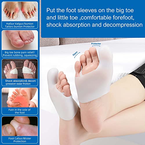 Gel Big Top Cap and Metatarsal Sleeves 2 Pack Big Toe Protector Bunion Cushions Metararsal Pads for Women and Men to Relieve Bunion Pain Prenvent
