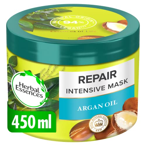 Herbal Essences Argan Oil Hair Mask, Hair Treatment With Argan Oil For Dry Damaged hair, Repair & Renew, Cruelty-Free and Vegan Deep Conditioning