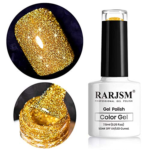RARJSM Silver Glitter Gel Nail Polish Sparkle Nail Gel Varnish Requires Drying Under UV LED Lamp for Women Spring Summer Nail UV Beauty Art Desig