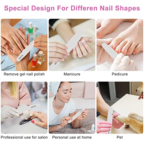 CGBE Professional Nail Files, 12Pcs 150/150 Grit Files Set Double-Sided Grit Emery Board Manicure Tools for Home and Salon Use
