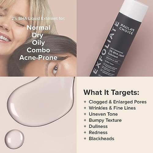 Paula's Choice Skin Perfecting 2% BHA Liquid Exfoliant - Salicylic Acid Peel for Face - Blackhead, Whitehead & Blemish Exfoliator - Combination t