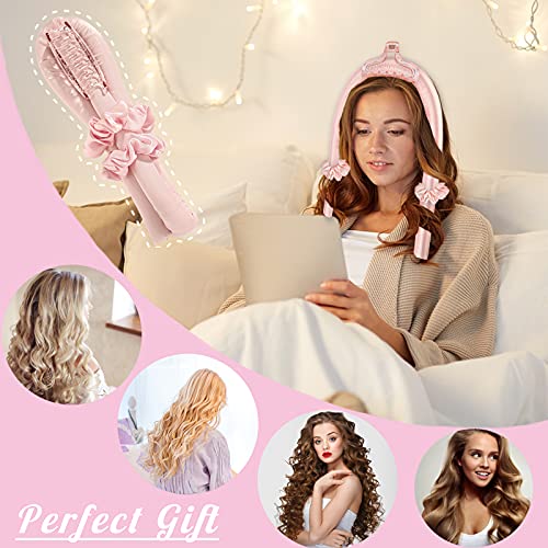 Heatless Curlers Headband, Silk Ribbon Curling Rod Lazy Natural Soft Wave Formers Sleeping Overnight Hair Wrap Kit No Heat Hair Styling Tools for