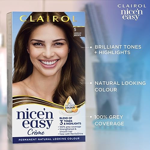 Clairol Nice'n Easy Crème, Natural Looking Oil Infused Permanent Hair Dye, 4RB Dark Reddish Brown