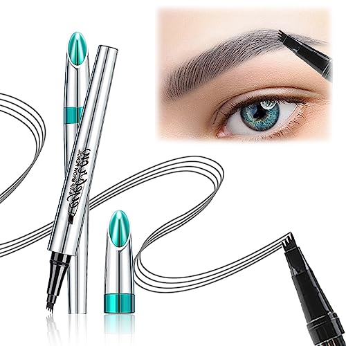 Eyebrow Pencil Microblading Eyebrow Pen with 4 Micro-Fork Tip Long Lasting Waterproof Eyebrow Makeup Looks Like Hair Defined Natural Beauty Profe