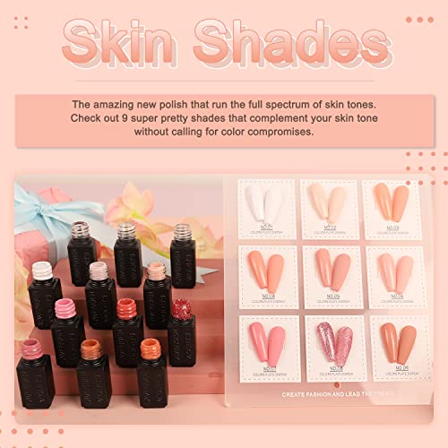 Lavender Violets 13 Pcs Gel Nail Polishes Set French Nail Art White Pink Nude 9 Colours UV LED Soak Off With Base Coat,Matte n No Wipe Top Coat N