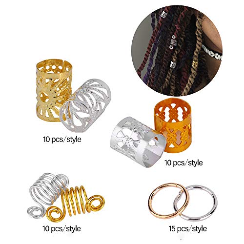 Homo Trends 90 Pcs Hair Jewelry Rings Clips Aluminum Dreadlocks Adjustable Metal Hair Bread Cuff for Braids Hair Accessories