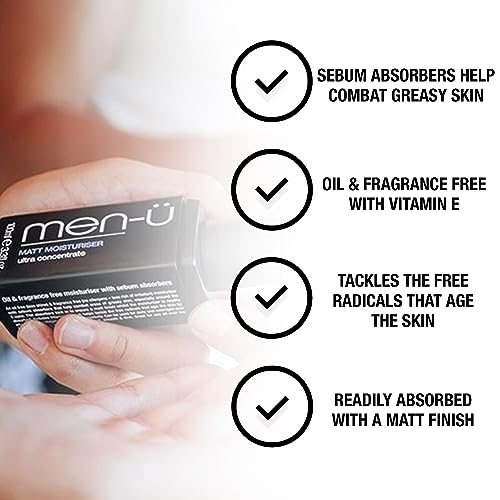 men-ü MATT FACE MOISTURISER up to 120 applications Ultra-Concentrate Mens Moisturiser -Use on the Face and Neck for Matt/Smooth & Firm Surface, 1