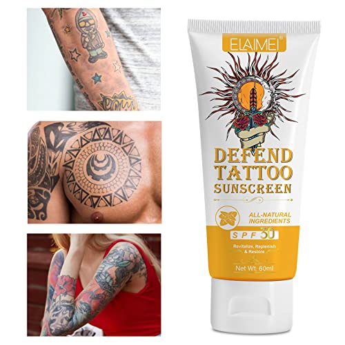 Premium Tattoo Care Sunscreen - Defend Tattoo Sunscreen SPF 30+ Tattoo Sun Protection - UVA/UVB Sun Rays Protection, Tattoo Aftercare Sunscreen L