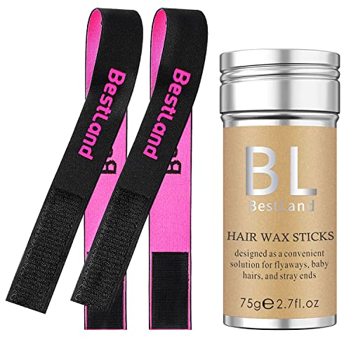 Hair Wax Stick with 2 Pcs Lace Melting Band, Elastic Wig Bands For Keeping Wigs In Place, Wax Stick for Hair Edge Frizz Control Hair Finishing Sl