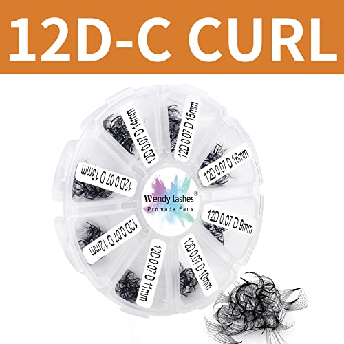 Pre Made Fan Volume Eyelash Extensions 10D 0.07mm D Curl 500 Fans 9-16mm Mixed Tray Premade Fans Loose Volume Lash Extensions Handmade Promade Lo