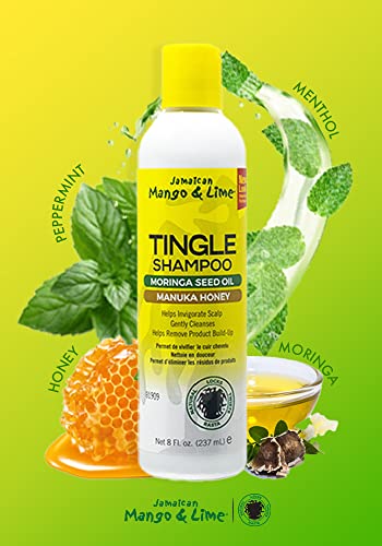 Jamaican Mango & Lime Tingle Shampoo 237ml (Pack of 1) - Gently cleanse and nourish natural hair. Tea Tree extracts. Manuka Honey and Moringa See
