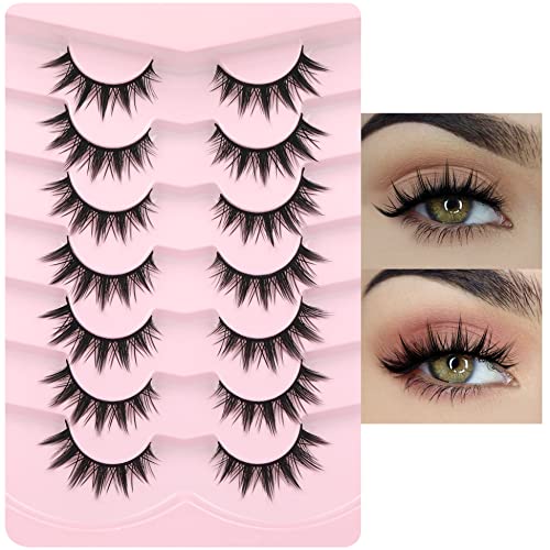Manga Lashes Natural Look Anime Lashes Wispy Faux Mink False Eyelashes Fluffy Spiky 3D Volume Eye Lashes Korean Japanese Asian Cosplay Fake Eyela