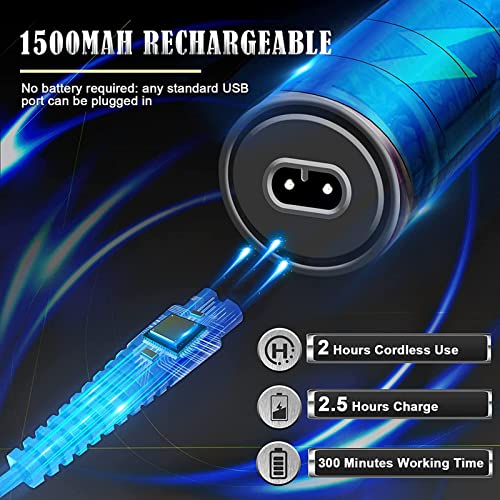 Hair Clippers Beard Trimmer for Men, Professional Cordless Hair Trimmer T-Bladeds Outliner Grooming Baldheaded Shaver with 1500mAh Battery and 18