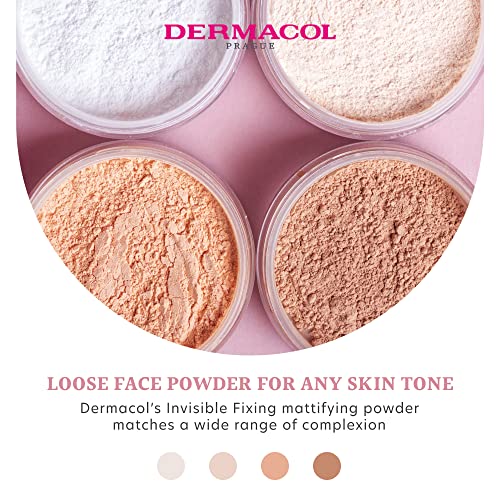 Dermacol - Invisible Fixing Face Powder, Touch-proof Translucent Setting Powder for Oily Skin & Other Skin Types, Loose Powder Makeup, Frangrance