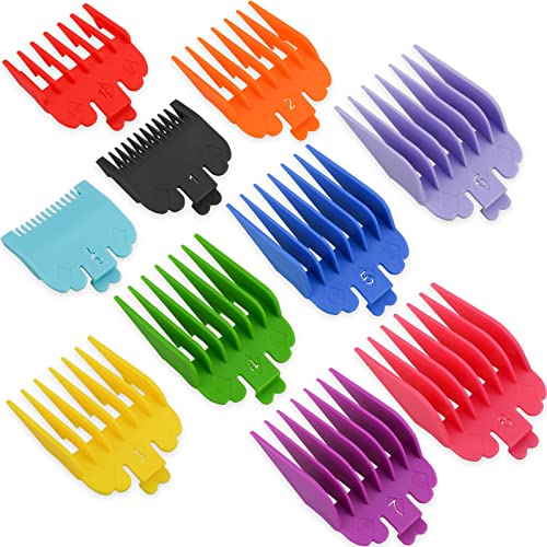 Clipper Guards for Wahl 10 Pcs, Ancable Cordless Clipper Cutting Guards for Wahl 0.5, 1, 1.5, 2, 3, 4, 5, 6, 7, 8 with Metal Clip from 1/16 Inch