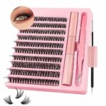 Leipple DIY Lash Extension Kit, Individual Lashes with Lash Glue Bond and Seal, 200 Cluster Lashes 8~16mm Natural Look Lash Clusters False Eyelas