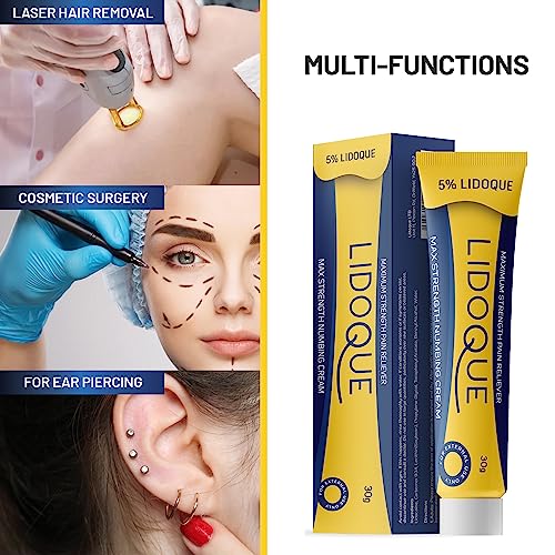 Lidoque 5% Lido-aine Cream Numbing, Strong Numbing Cream for Local Discomfort, Numbing Cream for Injections, Lido-aine Gel for Local Discomfort &
