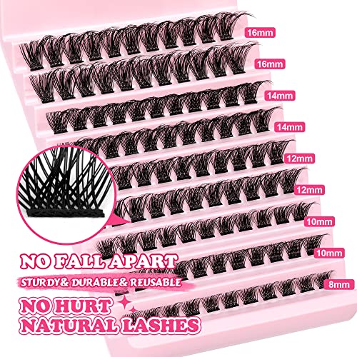 Lash Clusters 108Pcs DIY Eyelash Extenisons Natural Look Wispy Clusters Lashes 8-16MM D Curl Individual Lashes DIY at Home Wispy Fluffy Lash Exte