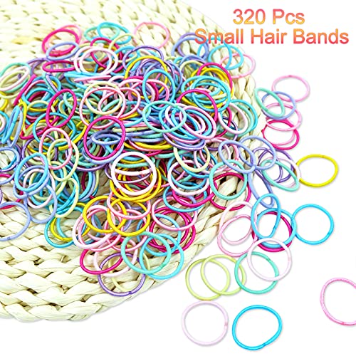 Hanyousheng Hair Bands, Hair Bobbles, Hair Ties, 320 Pcs Small Hair Bands, Multicolor Toddler Hair Bobbles, 10 Colors Hair Ties, Fine Hair Bobble
