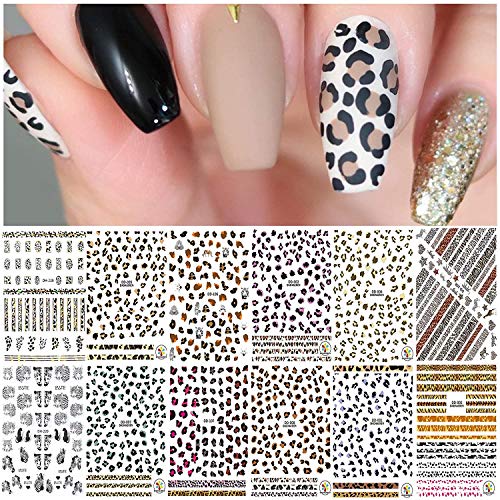 Leopard Print Nail Art Decals Stickers, EBANKU Leopard Print Design Nail Sticker Self-Adhesive Nail Sticker Supplies for Women Girls Nails Decor
