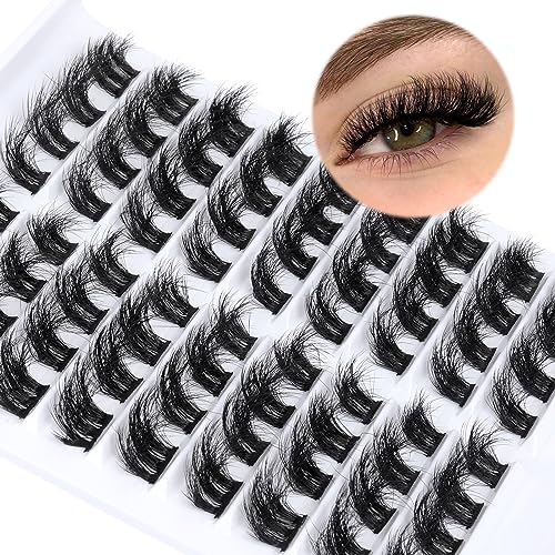 Individual Lashes Wispy Cluster Lashes D Curl Eyelashes Individual Fluffy Cluster Eyelash Extensions 11-16MM Fluffy Mink Lash Clusters DIY at Hom