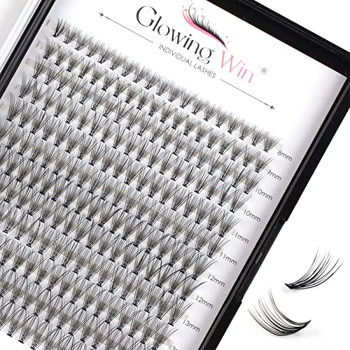 Glowingwin Individual Lashes Cluster Lashes 120 PCS Natural Look False Eyelashes Individual Soft DIY Lash Extensions At Home(20D Mix8-14mm 0.07C