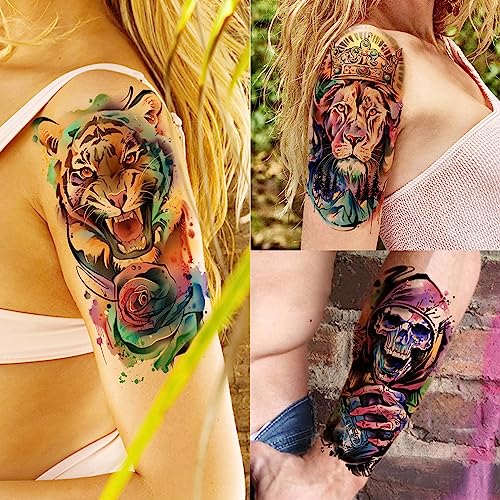 LAROI 55 Sheets Watercolor Temporary Tattoos For Women Men Arm Adults Kids, Waterproof Realistic Temp Water Transfer Tattoo Stickers, Animals Tig