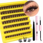 Lash Clusters Kit DIY Eyelash Extensions Kit Cluster Lashes Natural Look Lash Bond and Seal Strong Hold Individual Lashes Tweezers False Eyelashe