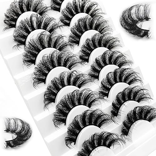 KOKAY False Eyelashes Russian Strip Lashes Faux Mink Lashes 8 Pairs DD Curl, Reusable Fluffy 3D Fake Eyelashes Thick Soft Waterproof for Gift (K0