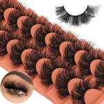 alicrown False Eyelashes Fluffy Lashes Faux Mink Curly 8D Volume Fake Eyelashes Wispy Strip Full Eye Lashes Pack Thick Long 20MM Dramatic False L