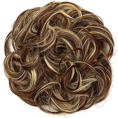 Messy Hair Bun Extensions Curly Wavy Hair Scrunchies for Women Girls Large Synthetic Donut Updo Hair Pieces Hair Chignons