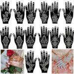 14 Pieces Hand Shape Temporary Tattoo Stencil kit, Indian Arabian Self Adhesive Reusable Glitter Tattoo Templates Tattoo Sticker for Women Girls