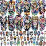 LAROI 55 Sheets Watercolor Temporary Tattoos For Women Men Arm Adults Kids, Waterproof Realistic Temp Water Transfer Tattoo Stickers, Animals Tig