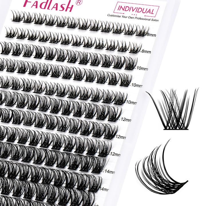 Individual Cluster Lashes Sets Extensions 200Pcs 40D 0.07 D Curl 8-16mm Mixed Trays Individual Eyelashes DIY Multiple Shapes Eyelash Extensions C