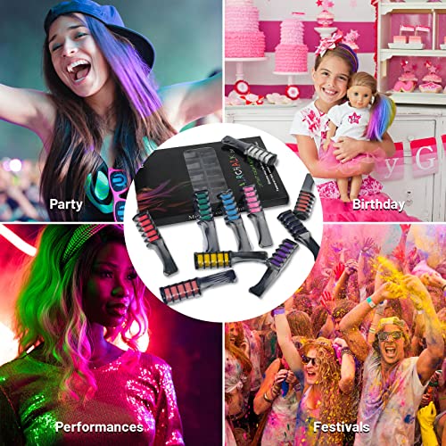 Hair Chalks for Girls, Hair Chalk Comb, 10 pcs Washable Hair Chalk Dye for Kids, Kids Makeup Sets for Girls, Girls Birthday Presents, for Birthda