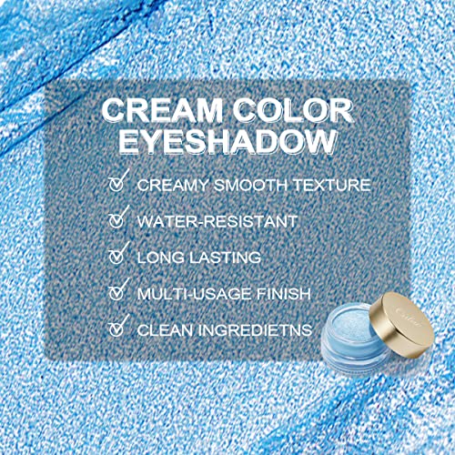 Oulac Shiny Light Blue Cream Eyeshadow, Can Be Used as Highlighter and Eyeshadow, Glitter Eyeshadow with Creamy Texture, Waterproof, Large Capaci