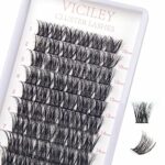 VICILEY Cluster Lashes 72 Pcs Individual Lashes DIY Lash Extension Reusable Wispy Super Thin Band Wide Stem Soft Fluffy Eyelash Extensions C/D Cu