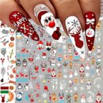 10 Sheets Christmas Nail Art Stickers Decals Self-Adhesive Reindeer Snowman Snowflake Star Nail Supplies Nail Art Design Decoration Accessories