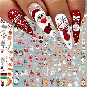 10 Sheets Christmas Nail Art Stickers Decals Self-Adhesive Reindeer Snowman Snowflake Star Nail Supplies Nail Art Design Decoration Accessories